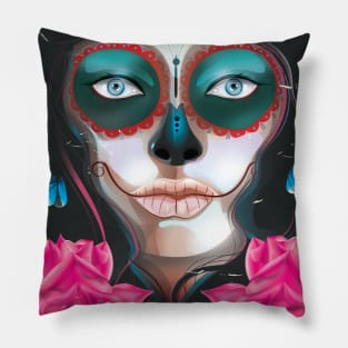 Mexico Day of the Dead travel poster Pillow