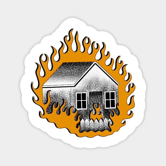 house on fire Magnet by lizajambalaya