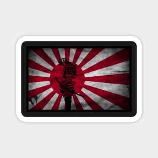 Samurai Shogun in front of Japanese flag Magnet