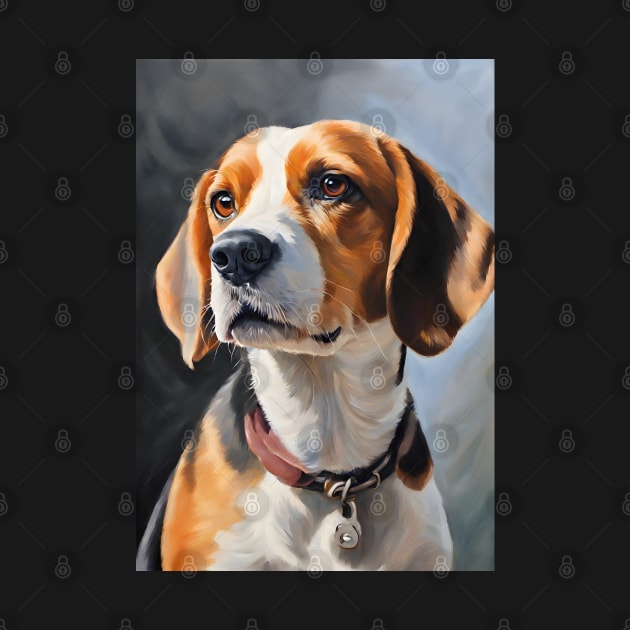 Cute Beagle Dog Breed Oil Painting by Art-Jiyuu