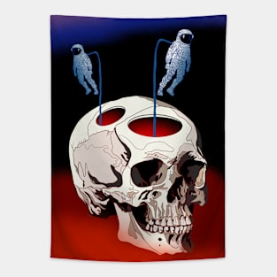 Astronauts coming out of a skull Tapestry