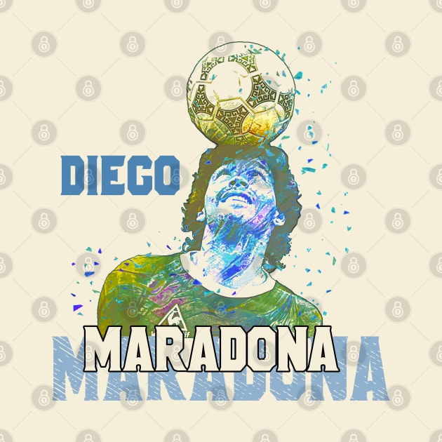 Diego Maradona The Legend Retro Style Fan Art by VintageMimi