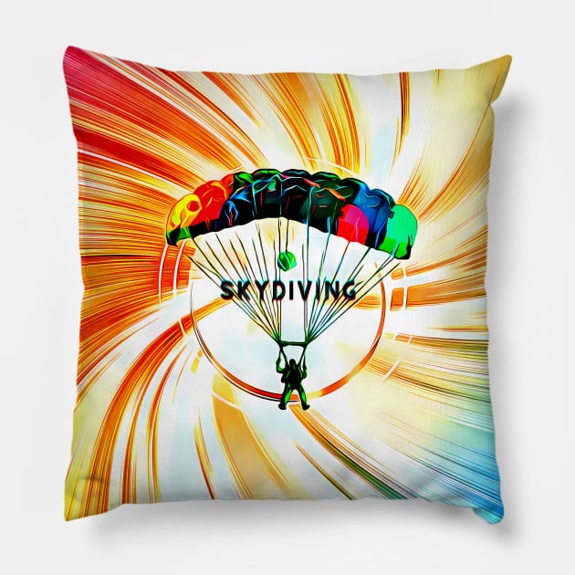 The Skydiving trend in freedom color art Pillow by UMF - Fwo Faces Frog