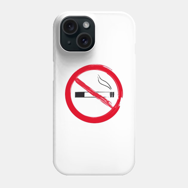 No Smoking Icon Sign - Brush Stroke Draw Phone Case by HappyGiftArt