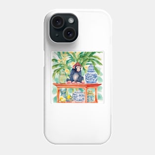 Preppy monkey, lemons and chinoiserie jars Phone Case