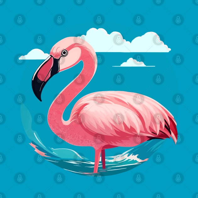 Flamingos and sea, pink flamingo for Summer Vibes by Collagedream