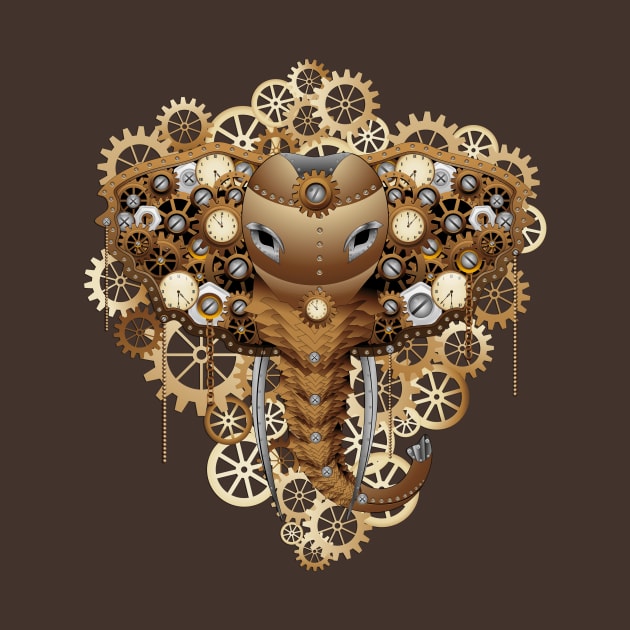 Steampunk Elephant Vintage Retro Style Machine by BluedarkArt