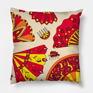 Red and Yellow Fans Pillow