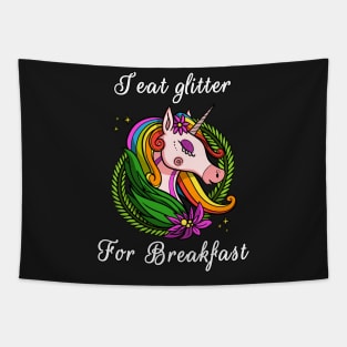 I Eat Glitter For Breakfast Magical Unicorn Tapestry