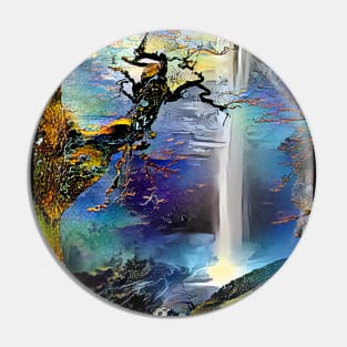 Moonlight Waterfall. Fantasy Landscape Pin