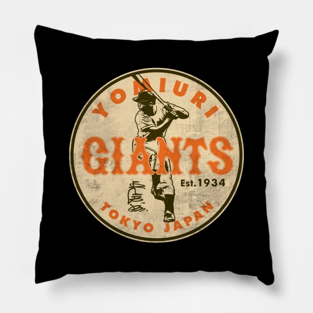 Tokyo Giants Sadaharu Oh 2 by Buck Tee Pillow by Buck Tee