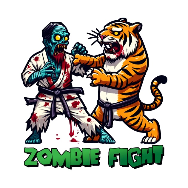 Tiger vs Zombie Fight by Rawlifegraphic