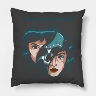 Open Up Your Head Skull Girl Pillow