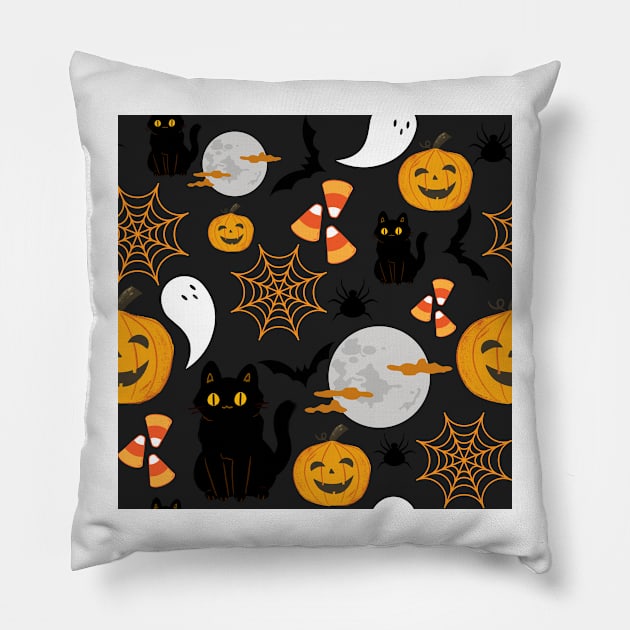 Halloween Pattern Black Pillow by Keniixx