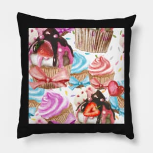 Cupcake White Background Pillow