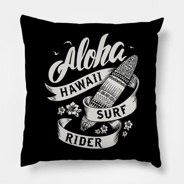 Aloha Hawaii Surf Rider's Pillow by DanDesigns