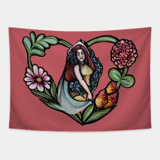 Nature Heart Dancing Girl Tapestry