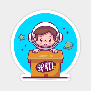 Cute Astronaut Kid In Box Magnet