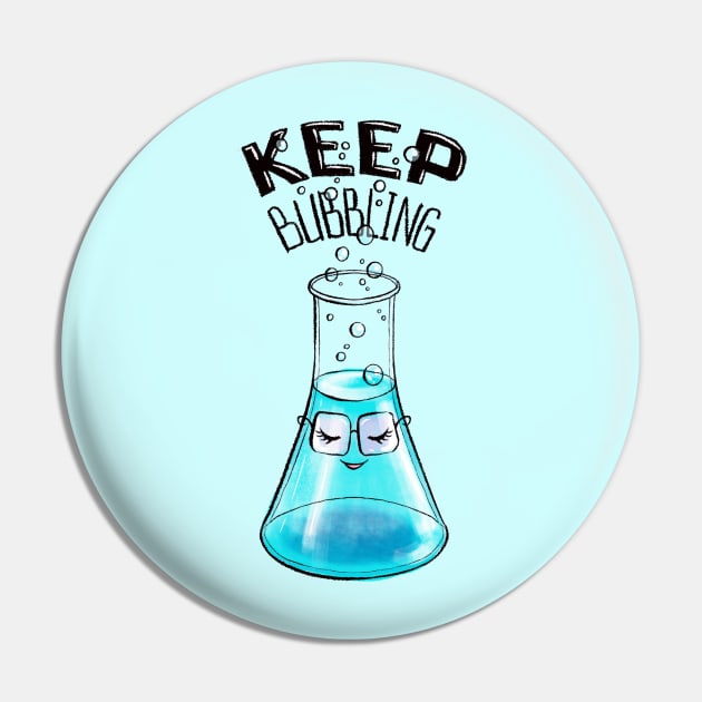 Cute Flask Character Nerdy Chemistry Lab Art Pin by Boriana Giormova