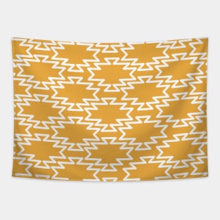 Southwest Azteca Geometric Pattern in White and Warm Mustard Tapestry