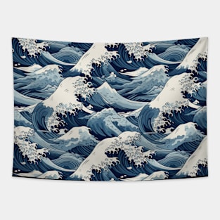 Ephemeral Crests: Hokusai Waves Reimagined Tapestry