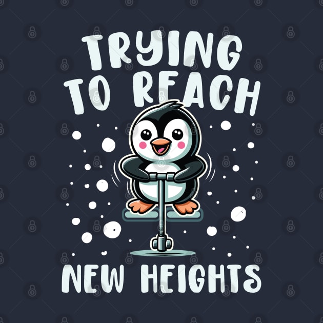 Trying To Reach New Height - Funny Penguin by Depot33