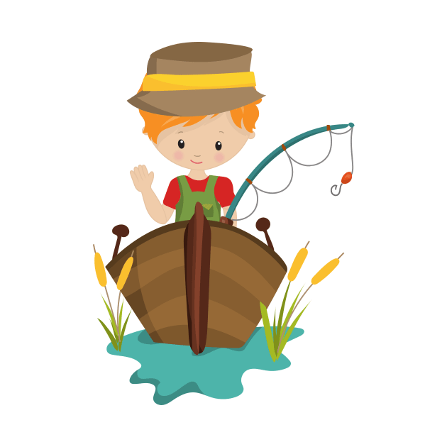 Fishing Boy, Fisherman, Fishing Rod, Orange Hair by Jelena Dunčević