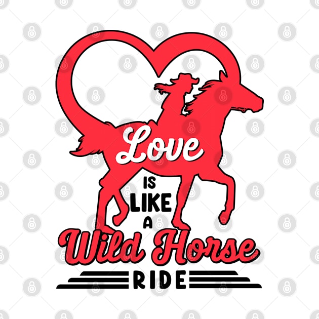 Valentine's Day Horse Riding Love Horse Silhouette by Tom´s TeeStore