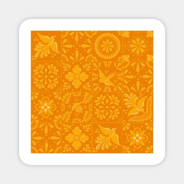 Mexican Yellow Talavera Tile Pattern by Akbaly Magnet by Akbaly