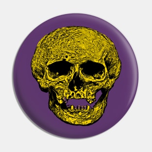 Vile Grungy Cranium Art In Bright Yellow Colors Pin