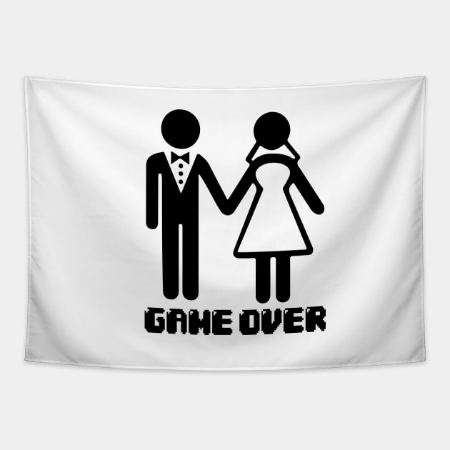 Game Over After Marriage Funny Wedding Gaming Tapestry by alltheprints