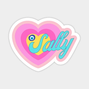 Sally in Colorful Heart Illustration with Evil Eye Magnet