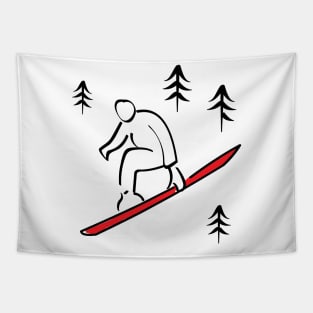 Snowboarding Illustration Tapestry