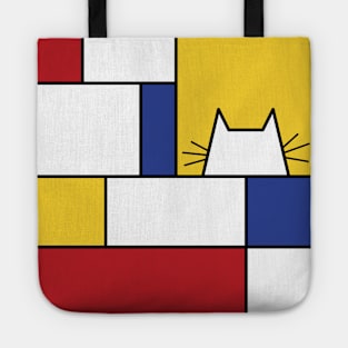 Piet Mondrian Inspired, Abstract T-Shirt for Cat Lovers Tote