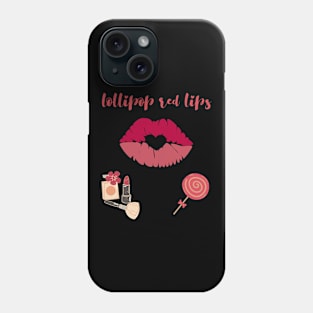 Lollipop red lips. Girly lipstick makeup candy Phone Case