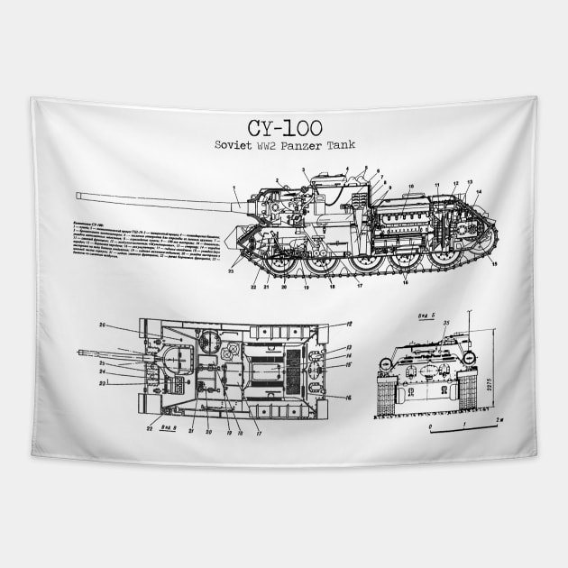 SOVIET TANK PATENT Tapestry by Dennson Creative