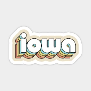 Iowa - Retro Rainbow Typography Faded Style Magnet