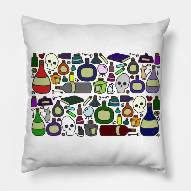 Potion Bottles Pillow by thelittleforest