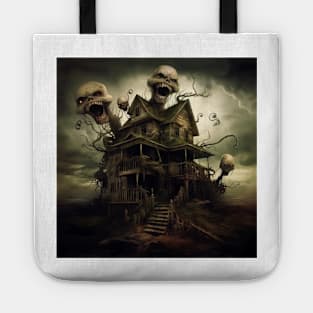 Sinister Sentinels Guarding Haunted House In a Storm Tote