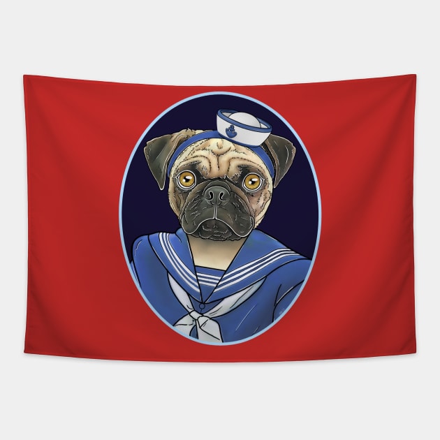 Sailor Pug Tapestry by FivePugs