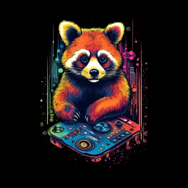 Cosmic Red Panda Mixmaster: DJ of Celestial Beats by RetroPrism