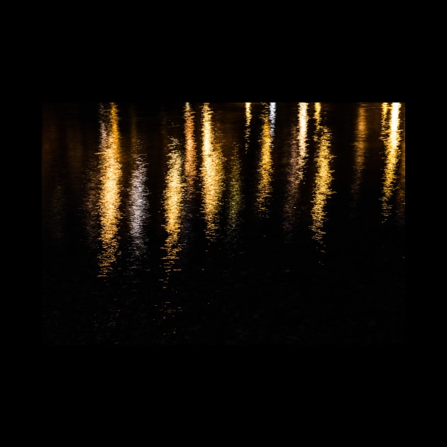 Abstract night lights sea shiny gold black Photo of glistening shiny water by PLdesign