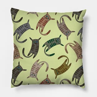 Colorful Tabby Cat Cartoon Pattern Pillow