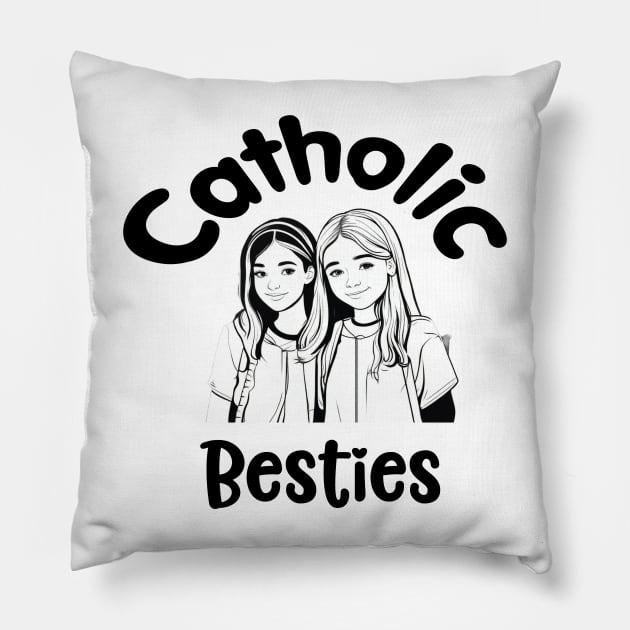 Catholic duo Best Friends Forever Pillow by Praiseworthy Essentials