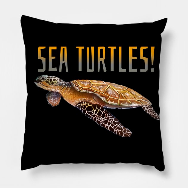 Sea turtle t-shirt designs Pillow by Coreoceanart