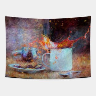 Coffee Splash Impressionist Painting Tapestry