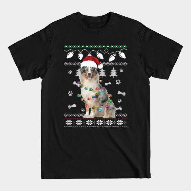 Discover AUSTRALIAN SHEPHERD Dog Santa Hat Ugly Christmas Sweater Happy Holidays Season - Merry Christmas Dog - Australian Shepherd Christmas - T-Shirt