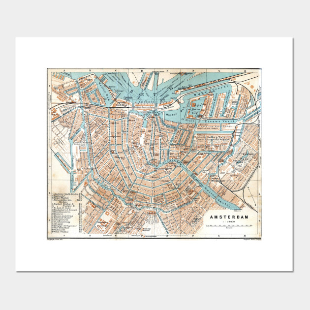 Vintage Map Of Amsterdam 1905 Amsterdam Map Posters And Art