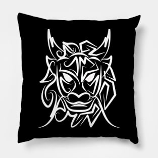 Black and White Tribal Dragon Pillow