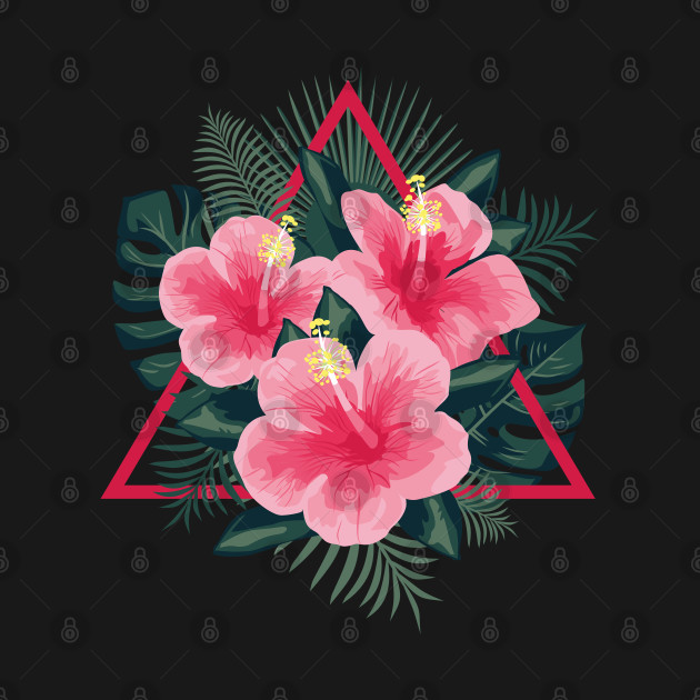 Discover Tropical Flowers. Pink Hibiscus - Flowers - T-Shirt